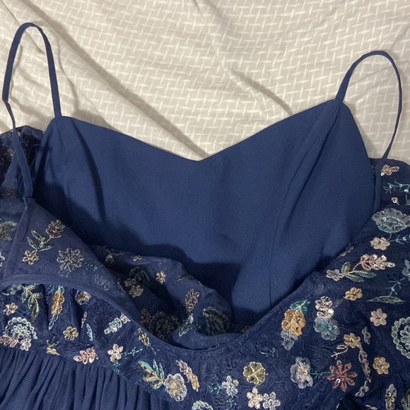 French Connection Diya Fit & Flare Midi Dress Size 12 Navy - Picture 12 of 12